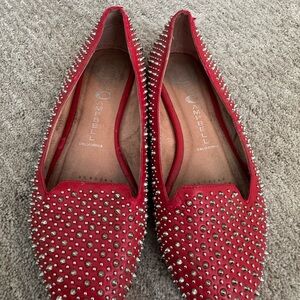 Jeffrey Campbell Red Studded Pointed Flats
